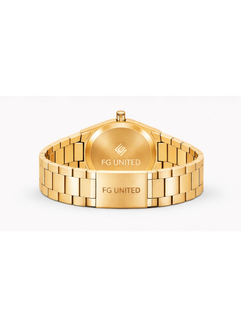 FG UNITED Mens Thin Design Gold Tone Green Dial Stainless Steel Watch 41mm - FG7009 - Image 5